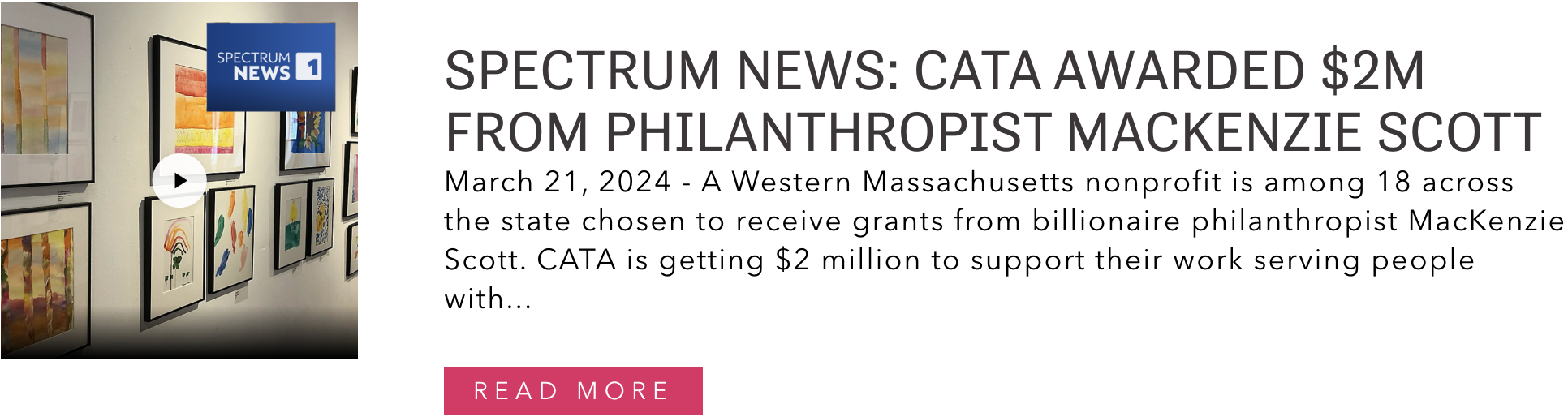 Link to Spectrum News article "CATA AWARDED $2M FROM PHILANTHROPIST MACKENZIE SCOTT"